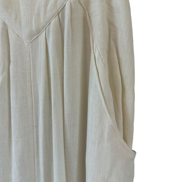 Bibi creamy off white textured wide leg jumpsuit overalls adjustable straps boho - Picture 5 of 16